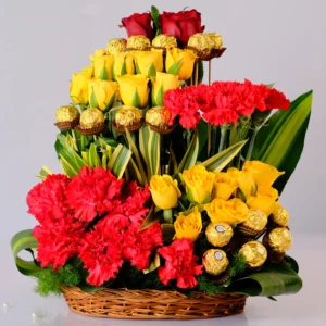 Mixed Flowers & Ferrero Rocher Arrangement